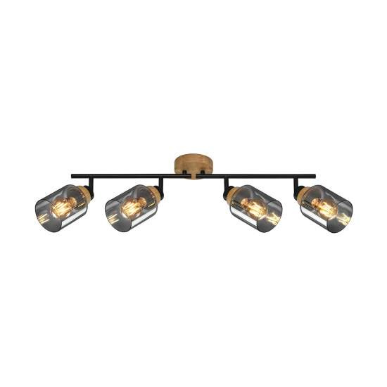 Spot Hema Metallo Effetto Legno 4 Luci E27 2485045
