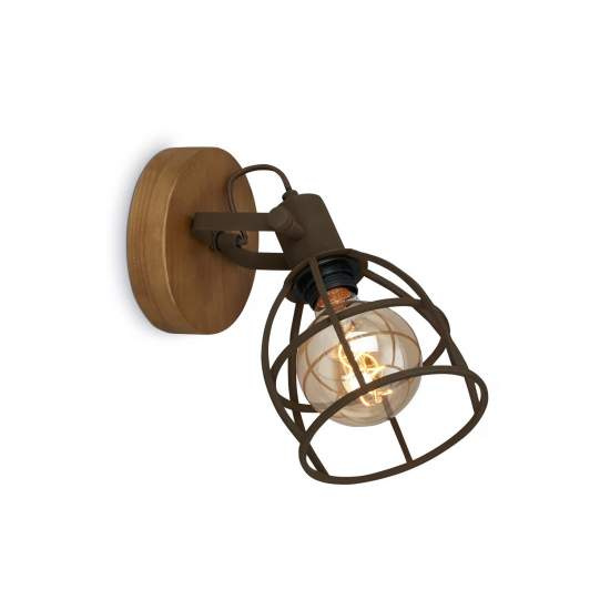 Spot Vintage Korbo Metallo Ruggine Legno 1 Luce E27 Ip20 2670014