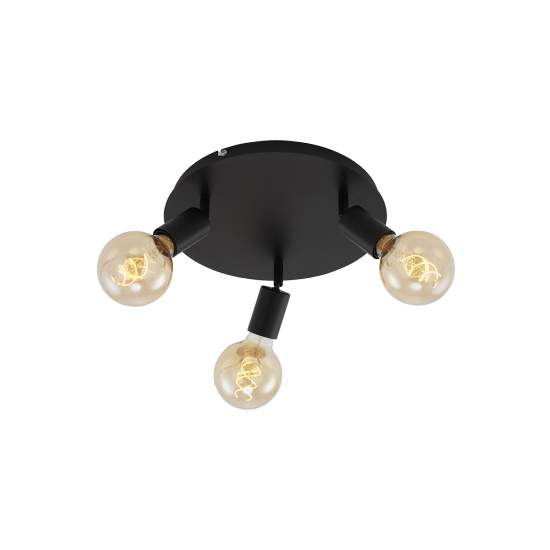 Spot Vintage Pearl Metallo Nero 3 Luci E27 2868035