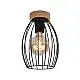 Plafoniera Vintage Industrial Waktu Metallo Nero Legno Marrone 1 Luce E27