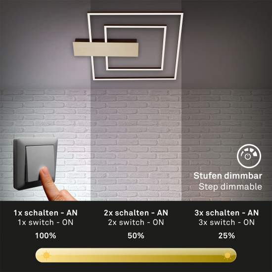 Plafoniera Moderna Nico Duo Metallo Plastica Oro Led 30W 3000K 3545017
