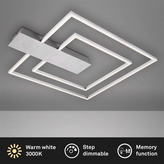 Plafoniera Moderna Nico Duo Metallo Plastica Argento Led 30W 3000K 3545018
