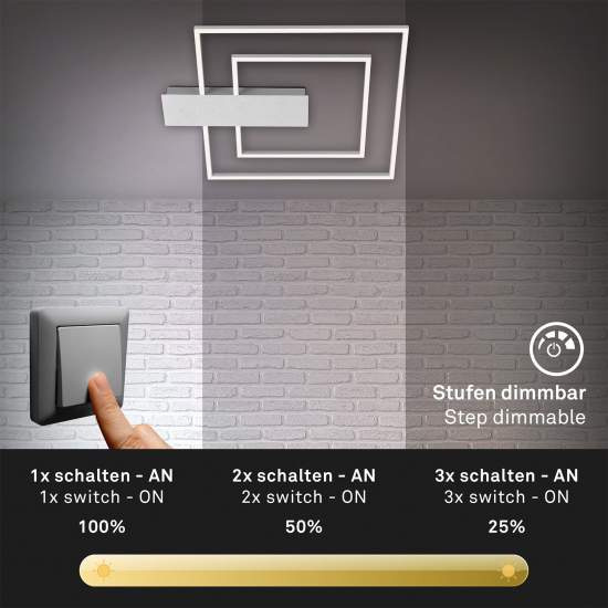 Plafoniera Moderna Nico Duo Metallo Plastica Argento Led 30W 3000K 3545018