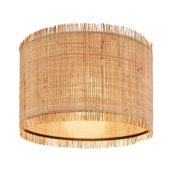 Plafoniera Vintage Borra Paglia Naturale E Metallo Nero 1 Luce E27 3854014
