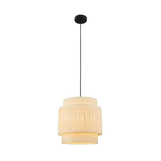 Lampadario Vintage Papper Rafia Naturale Metallo Nero 1 Luce E27 4851014
