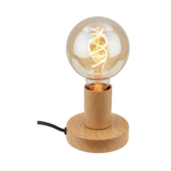 Lampada Da Tavolo Vintage Teepu Metallo Effetto Legno 1 Luce E27 7023014