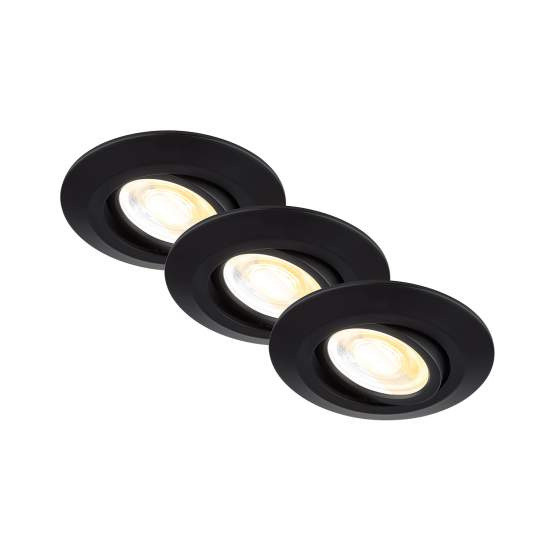 Set 3 Faretti Incasso Klira Plastica Nero Opaco Led 4,9W Ip23 7586035