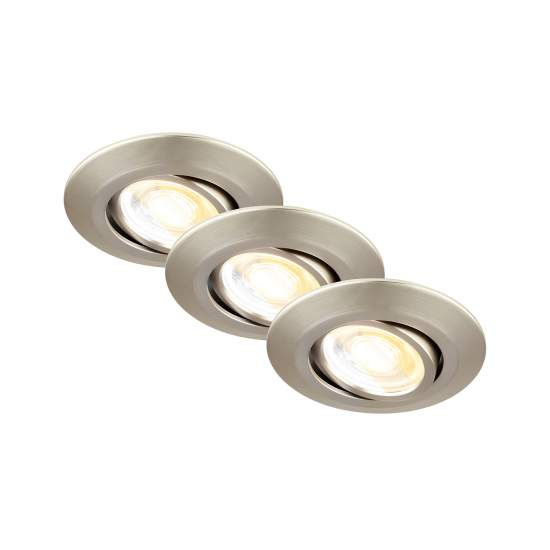 Set 3 Faretti Incasso Klira Plastica Nichel Satinato Led 4,9W Ip23 7587032