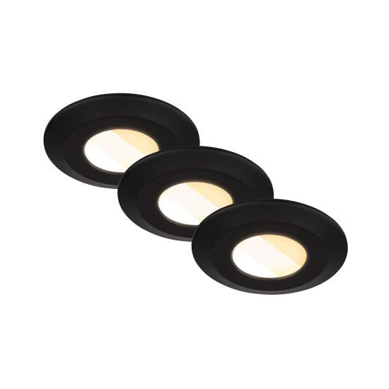 Set 3 Faretti Incasso Klira Plastica Nero Opaco Led Integrato 4,9W 7588035