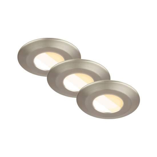 Set 3 Faretti Incasso Klira Plastica Nichel Satinato Led 4,9W Ip44 7589032