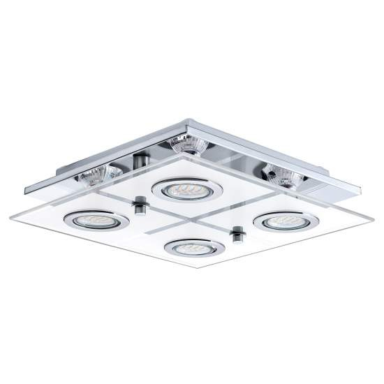 Plafoniera Moderna Cabo Acciaio Cromo 4 Luci Gu10 2,8W 30931