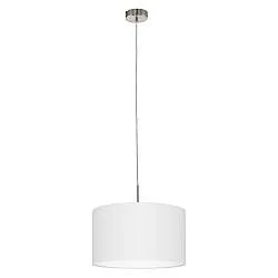 Lampadario A Sospensione Minimal Pasteri Acciaio Nichel Bianco 1 Luce E27