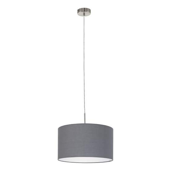 Lampadario A Sospensione Minimal Pasteri Acciaio Nichel Opaco Grigio 1 Luce E27 31573