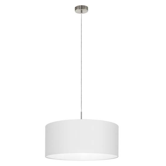 Lampadario A Sospensione Minimal Pasteri Grande Acciaio Nichel Bianco 1 Luce E27 31575