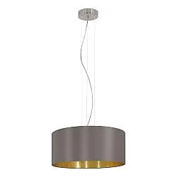 Lampadario A Sospensione Contemporaneo Maserlo Acciaio Nichel Oro 3 Luci E27