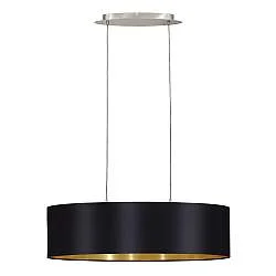 Lampadario A Sospensione Contemporaneo Maserlo Acciaio Nichel Nero 2 Luci E27