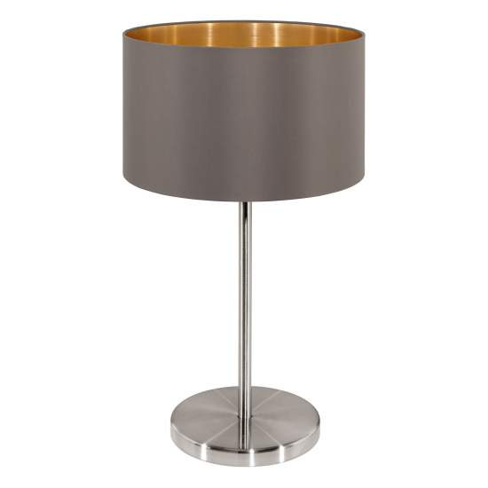 Lampada Da Tavolo Contemporanea Maserlo Acciaio Nichel Satinato 1 Luce E27 Ip20 31631