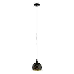 Lampadario A Sospensione Contemporaneo Roccaforte Acciaio Nero Oro 1 Luce E14