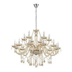 Lampadario A Sospensione Classico Basilano Acciaio Cromo Vetro 18 Luci E14