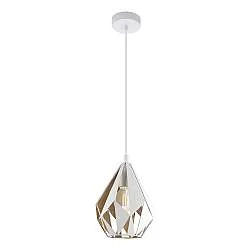 Sospensione Vintage Carlton 1 Acciaio Bianco Oro 1 Luce E27