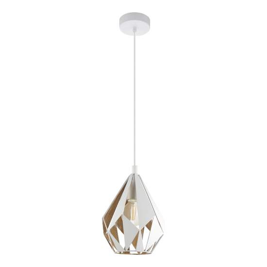 Sospensione Vintage Carlton 1 Acciaio Bianco Oro 1 Luce E27 43001