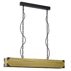 Lampadario A Sospensione Vintage Harborough Acciaio Nero Legno 4 Luci E27