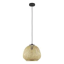 Lampadario A Sospensione Vintage Dembleby Acciaio Nero Legno 1 Luce E27