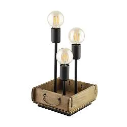 Lampada Da Tavolo Vintage Wootton Legno Marrone 3 Luci E27