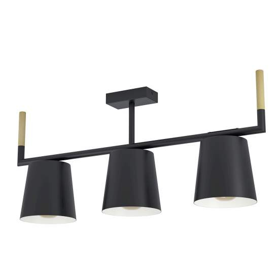Plafoniera Vintage Lacey Acciaio Nero 3 Luci E27 43611