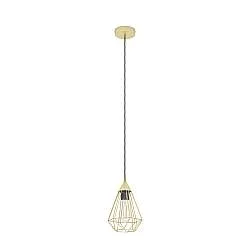 Lampadario A Sospensione Vintage Tarbes Acciaio Ottone Spazzolato 1 Luce E27