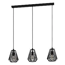 Lampadario A Sospensione Vintage Stype Acciaio Nero 3 Luci E27