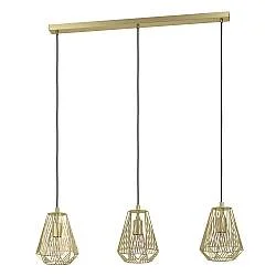Lampadario A Sospensione Vintage Stype Acciaio Oro 3 Luci E27
