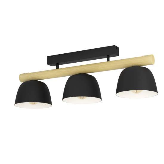 Plafoniera Vintage Sherburn Acciaio Nero 3 Luci E27 43738