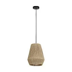 Lampadario A Sospensione Vintage Alderney Acciaio Nero Filo Tessile 1 Luce E27