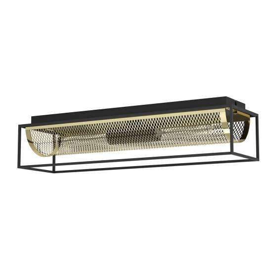 Plafoniera Vintage Nohales Acciaio Nero 2 Luci E27 43787