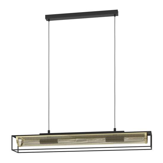 Lampadario A Sospensione Vintage Nohales Acciaio Nero Ottone 4 Luci E27 43788