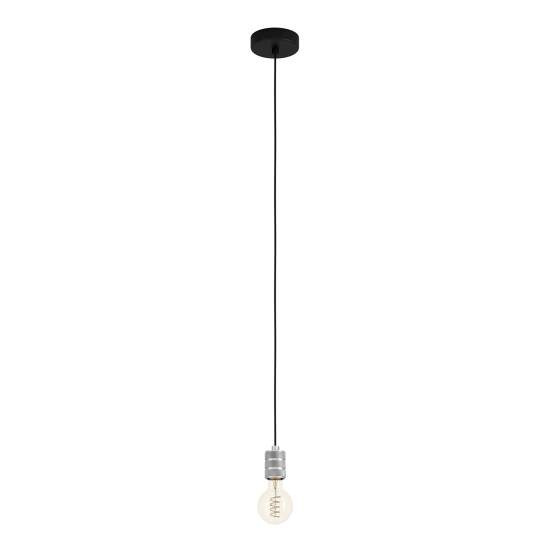 Lampadario A Sospensione Vintage Yorth Acciaio Nero Argento 1 Luce E27 43802