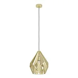 Lampadario A Sospensione Vintage Carlton Acciaio Dorato 1 Luce E27