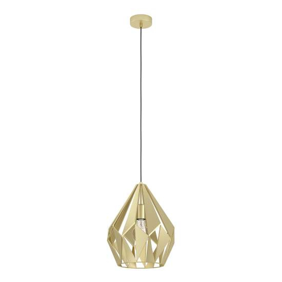 Lampadario A Sospensione Vintage Carlton Acciaio Dorato 1 Luce E27 43814