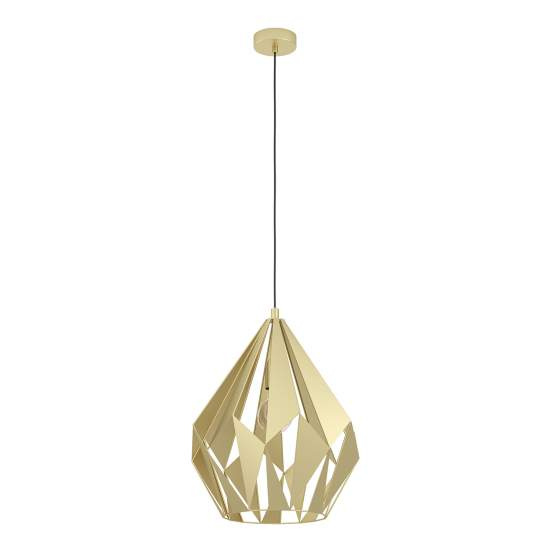 Lampadario A Sospensione Vintage Carlton Acciaio Oro 1 Luce E27 43815
