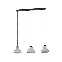 Lampadario A Sospensione Vintage Matlock Acciaio Nero Grigio 3 Luci E27