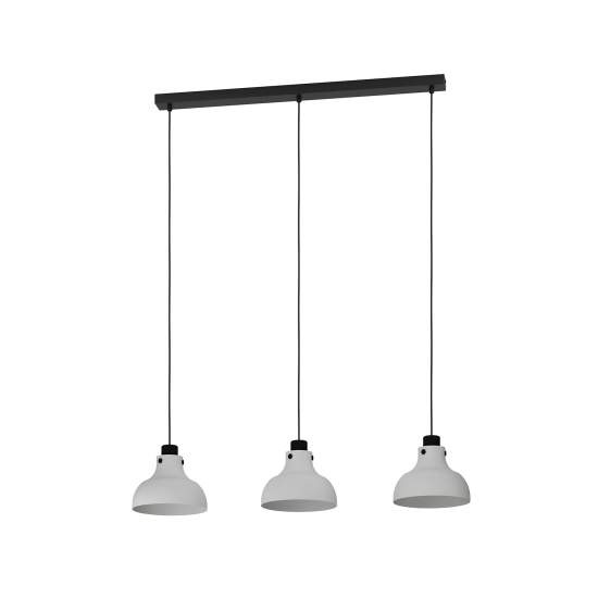 Lampadario A Sospensione Vintage Matlock Acciaio Nero Grigio 3 Luci E27 43826