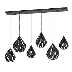 Lampadario A Sospensione Vintage Carlton 1 Acciaio Nero Rame 6 Luci E27