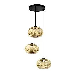 Lampadario A Sospensione Vintage Amsfield 1 Acciaio Nero 3 Luci E27