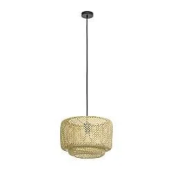 Lampadario A Sospensione Vintage Hettonle Acciaio Nero Legno 1 Luce E27