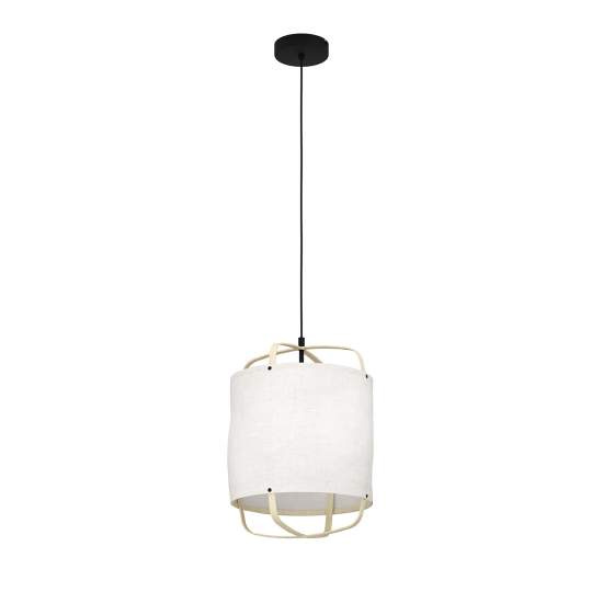 Lampadario A Sospensione Vintage Surfleet Acciaio Nero Legno 1 Luce E27 43874