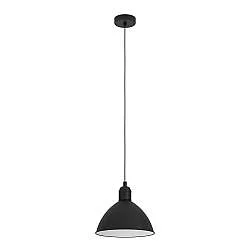 Lampadario A Sospensione Vintage Priddy Acciaio Nero Bianco 1 Luce E27