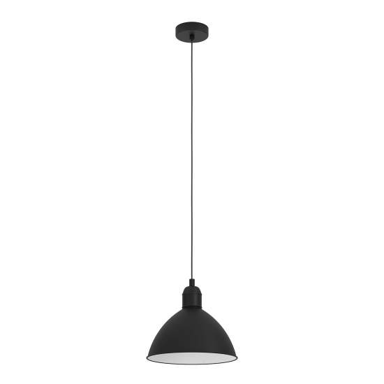Lampadario A Sospensione Vintage Priddy Acciaio Nero Bianco 1 Luce E27 43878