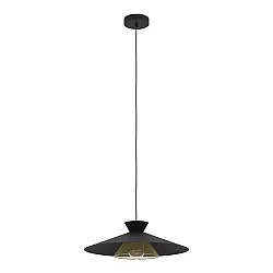 Lampadario A Sospensione Vintage Grizedale Acciaio Nero Ottone 1 Luce E27