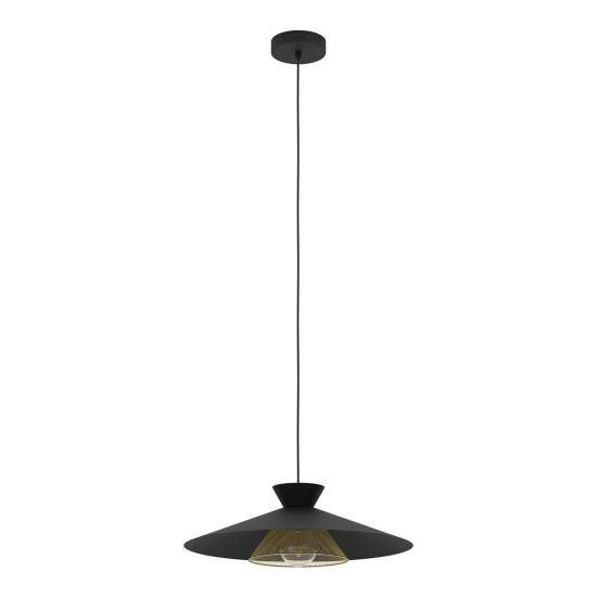 Lampadario A Sospensione Vintage Grizedale Acciaio Nero Ottone 1 Luce E27 43885